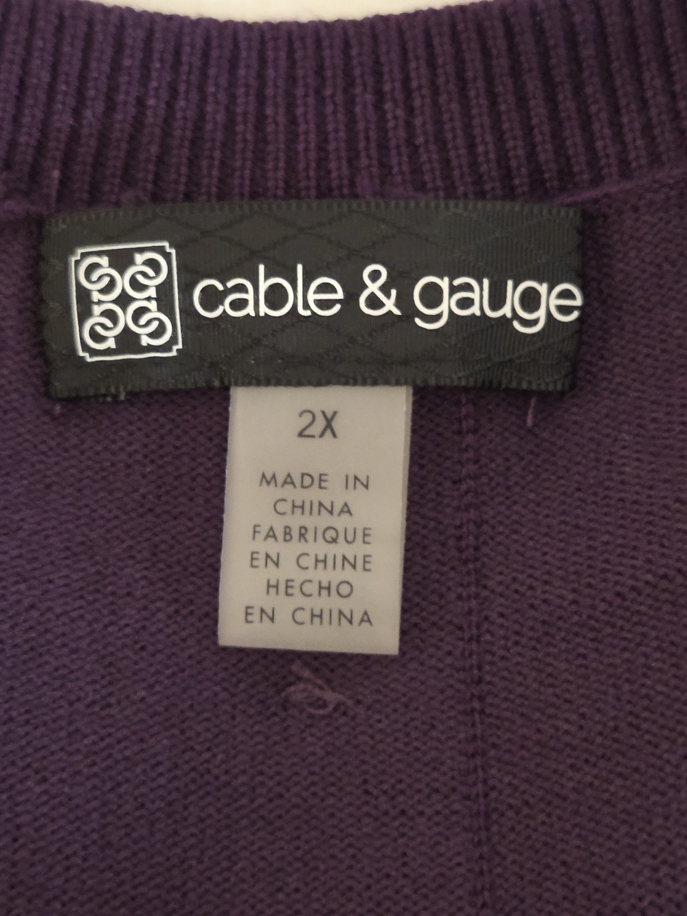 Cable & Gauge Purple Relaxed Crewneck Sweater With Button Down Back - Picture 3 of 6